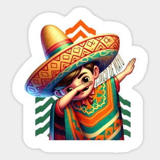 Mexican Boy Dabbing Poncho Cinco de Mayo Sticker